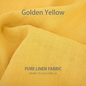 May include: Golden yellow pure linen fabric, 55 inches wide or 140 centimeters.
