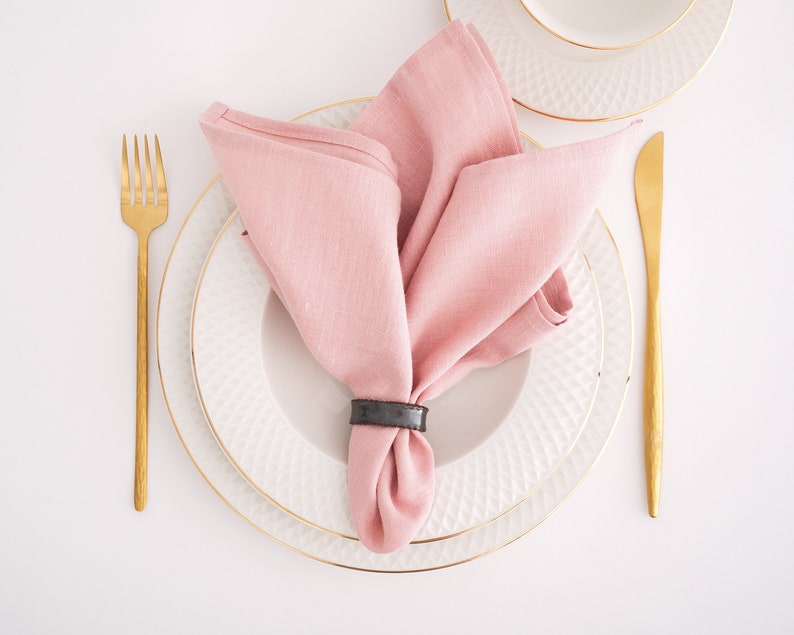 Stone washed Linen napkins. Washed linen napkins. Soft linen napkins for your kitchen and table linens. Dusty Rose