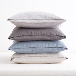 Linen Pillow Cover, Linen Pillowcase, Linen Cushion Cover, Linen Throw Pillow, Soft Linen Bed Pillow, Washed Linen Pillow Cover