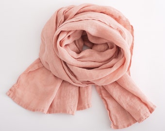 Linen Scarf. Natural soft washed linen scarf. Linen Woman Scarf.