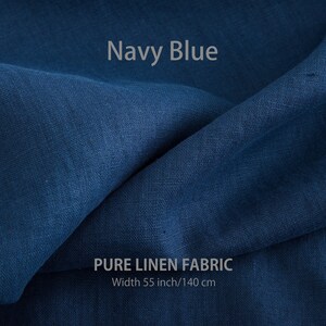 Soft linen fabric by the yard, Best flax linen, Premium European quality for sale, Natural Classic Blue color, linen fabric store image 6