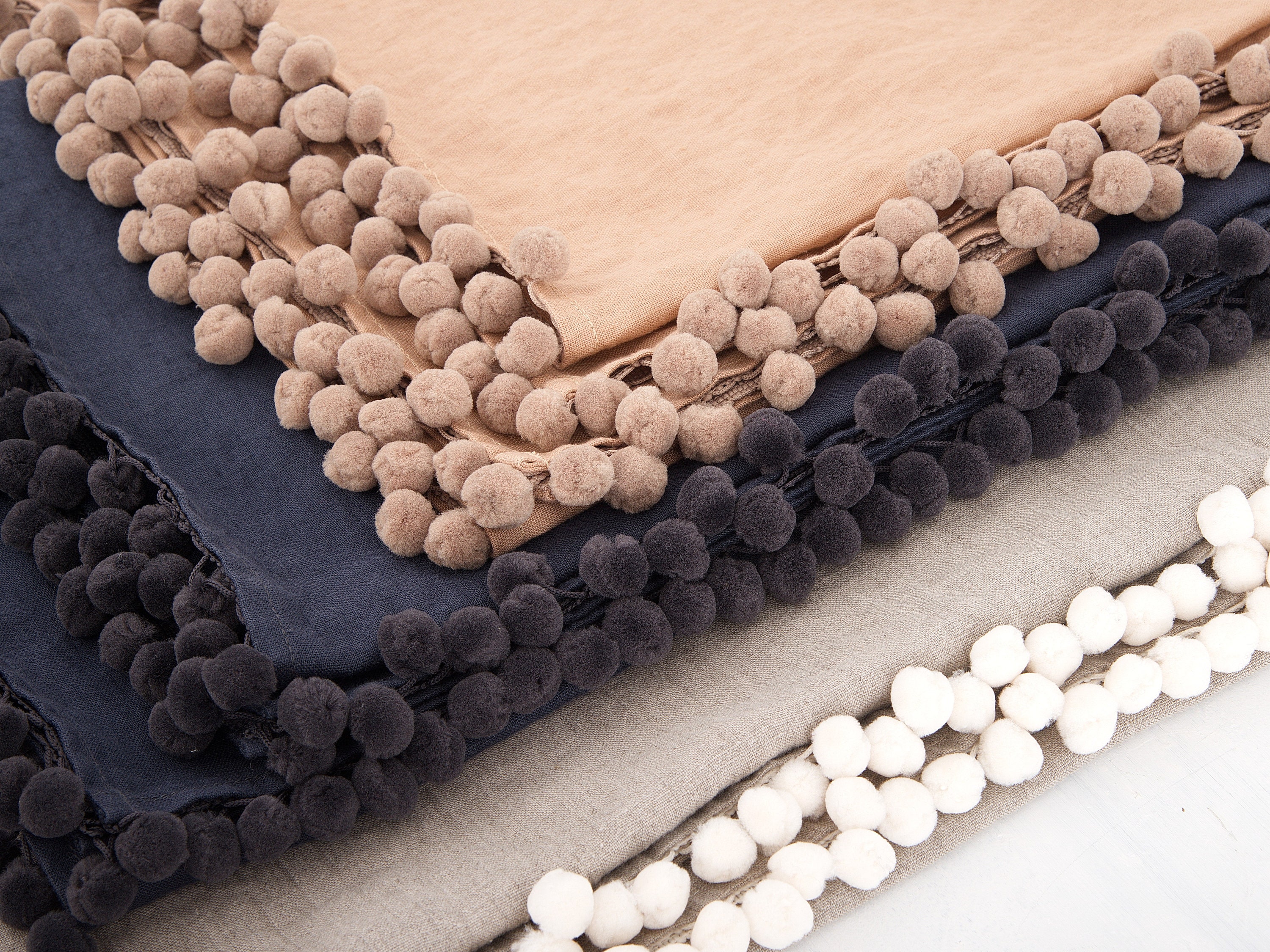 Table Linens Pom Pom Tablecloth Linen Tablecloth Kitchen Etsy Canada