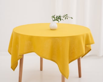 Square Linen Tablecloth, Rustic Wedding Tablecloth, Farmhouse Table Cover, Dining Tablecloth, Natural Stonewashed Linen