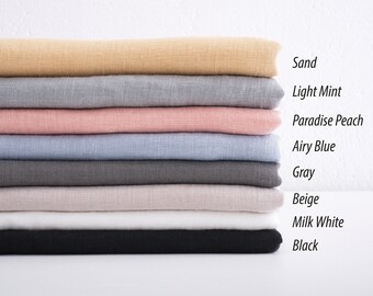 LINEN FABRIC SAMPLES, Light Weight Linen 85 g/m2 Fabric, Softened stone washed linen fabric color palette