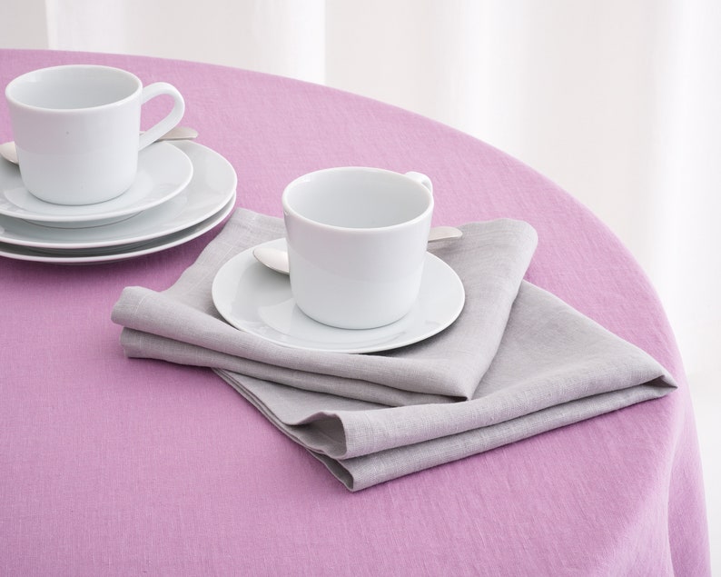 Round Linen Tablecloth, Wedding Linen Tablecloth, Linen Tablecloth Lilac