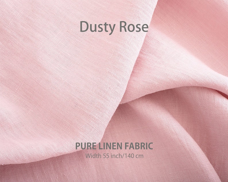 Soft linen fabric by the yard, Best flax linen, Premium European quality for sale, Natural Milk White color, linen fabric store 16. Dusty Rose