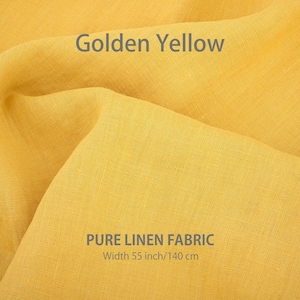 Soft linen fabric by the yard, Best flax linen, Premium European quality for sale, Natural Moss Green color, linen fabric store 28. Golden Yellow