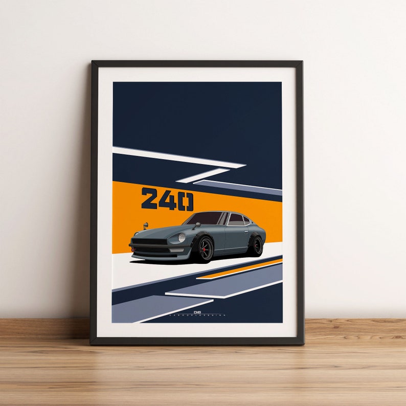 Datsun 240Z Poster gift art car illustrations poster | Etsy