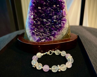 Bracelet with amethyst rock crystal rose quartz and silver parts (7.5g), 19 cm item AB09