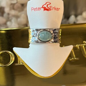 Sterling silver ring with aquamarine in ring size 57 item R97 image 4