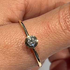 Yellow gold ring 750, with setting plate 960 with diamond 0.10 image 3