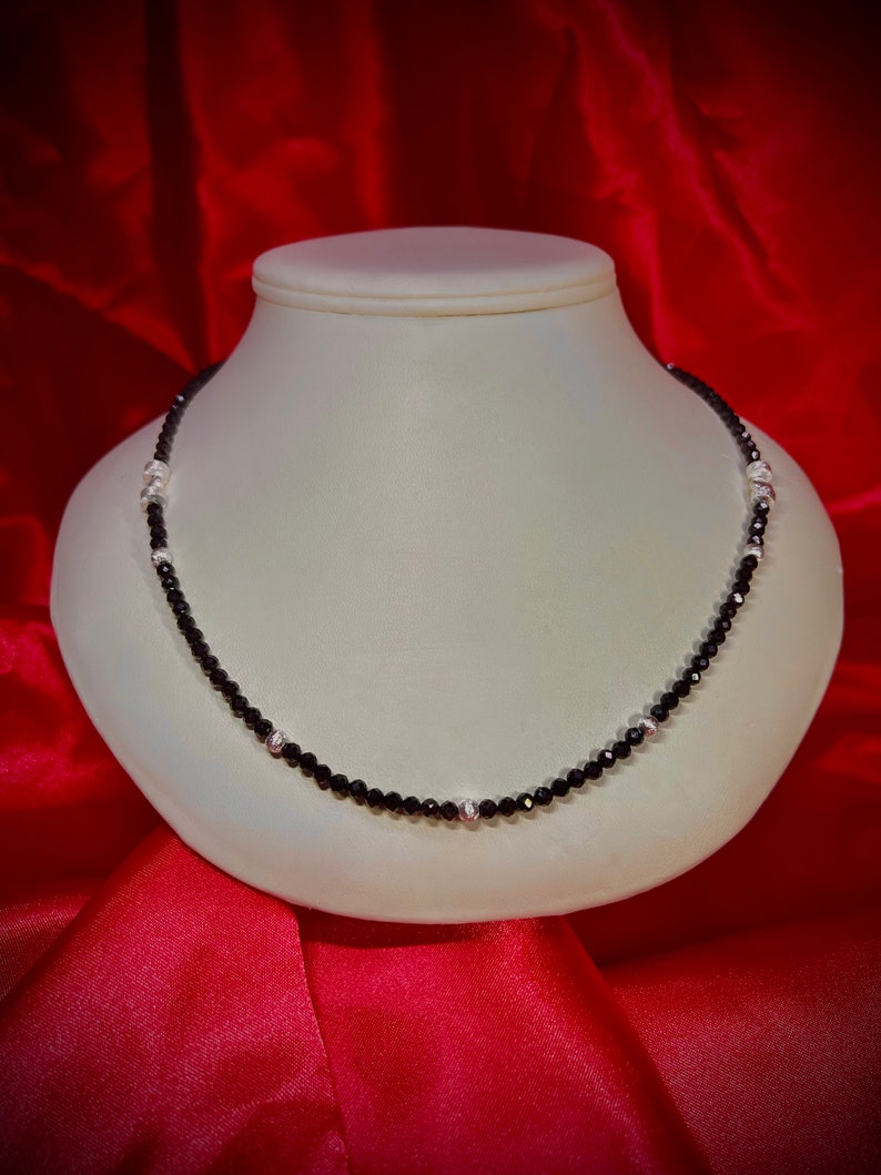 Sparkly spinel necklace with sterling silver links, 51cm long, item SK114 image 1