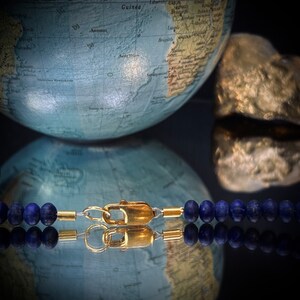 Stunning stone necklace with gold-plated sterling silver parts and lapis lazuli, 50 cm, item SK93 image 5