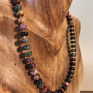 Unique tourmaline gemstone necklace with gold-plated sterling silver by Peter Erker Item SK56