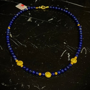 Charming lapis lazuli necklace with gold-plated sterling silver intermediate parts, 50 cm length, item SK97 image 7