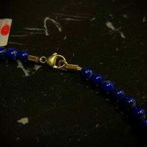 Charming lapis lazuli necklace with gold-plated sterling silver intermediate parts, 50 cm length, item SK97 image 5