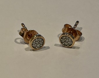 Diamond rose gold stud earrings 585. Item OS90