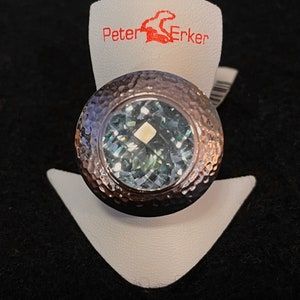 Fantastic sterling silver ring with topaz 14 mm R90TR14-54 image 1