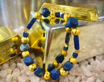 Beautiful bracelet Lapis Lazuli, 19 cm sterling silver gold plated, article AB01