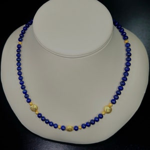 Charming lapis lazuli necklace with gold-plated sterling silver intermediate parts, 50 cm length, item SK97 image 6