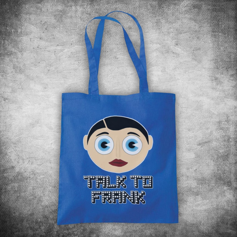 Frank Sidebottom Talk To Frank Comedian Chris Sievey Comic Persona Drug Parody Unofficial Cotton Tote Bag Shopper
