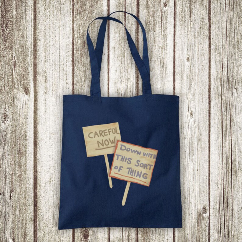 Father Ted Down With This Sort Of Thing Careful Now Signs Irish Comedy TV Unofficial Cotton Tote Bag Shopper