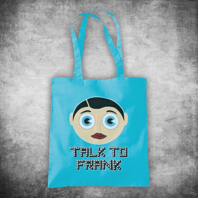 Frank Sidebottom Talk To Frank Comedian Chris Sievey Comic Persona Drug Parody Unofficial Cotton Tote Bag Shopper