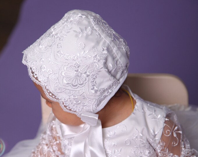 Cream Lace Christening Bonnet (3mths-2yrs)
