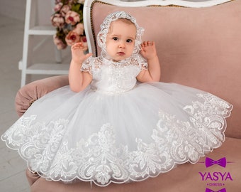 Baptism dress for baby girl, baby blessing dress, christening dresses for girls, white baptism dress, 2t baptism dress