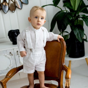100% linen boy christening suit, baby boy baptism outfit, boys linen clothes, white shirt, toddler boy clothes, white linen outfits