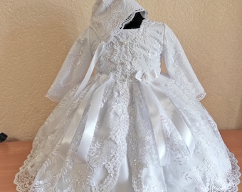 White baptism dress, christening dresses for girls, baptism dress for baby girl, lace christening gown, baby blessing dress