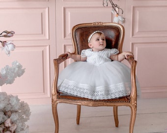 2t baptism dress, baptism gift girl from godparents, christening gown girl, baby blessing dress,newborn gift