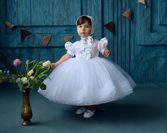 Baptism dress for toddler girl, baptism gown for baby girl, white christening gown, baptismal dress baby girl, baby blessing dress