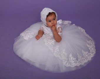 Birthday princess gown, baby baptism dress, white christening gown girl, 2t baptism dress, baptism gift girl from godparents