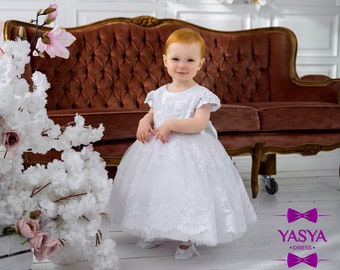 Вaptism toddler girl dress, christening gown girl, white christening dress, baby baptismal dress, 2t baptism dress, baby blessing dress