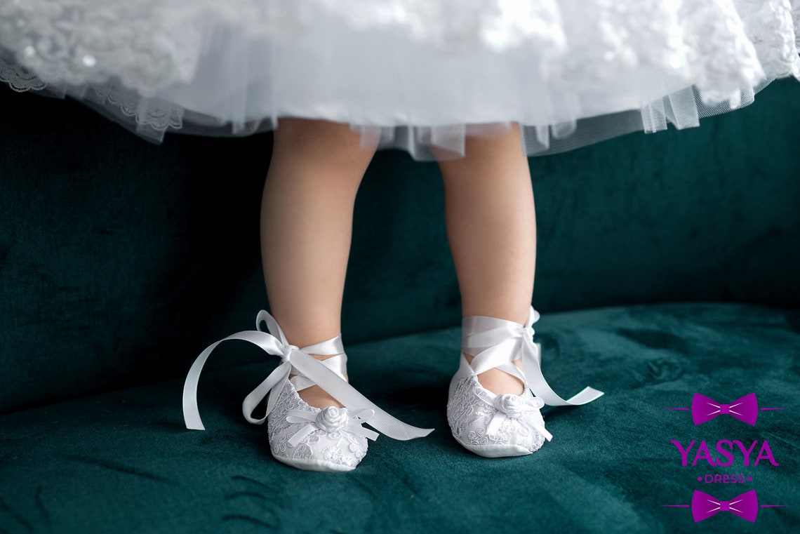 White Baptism Shoes Baby Girl Lace Booties & Christening Etsy