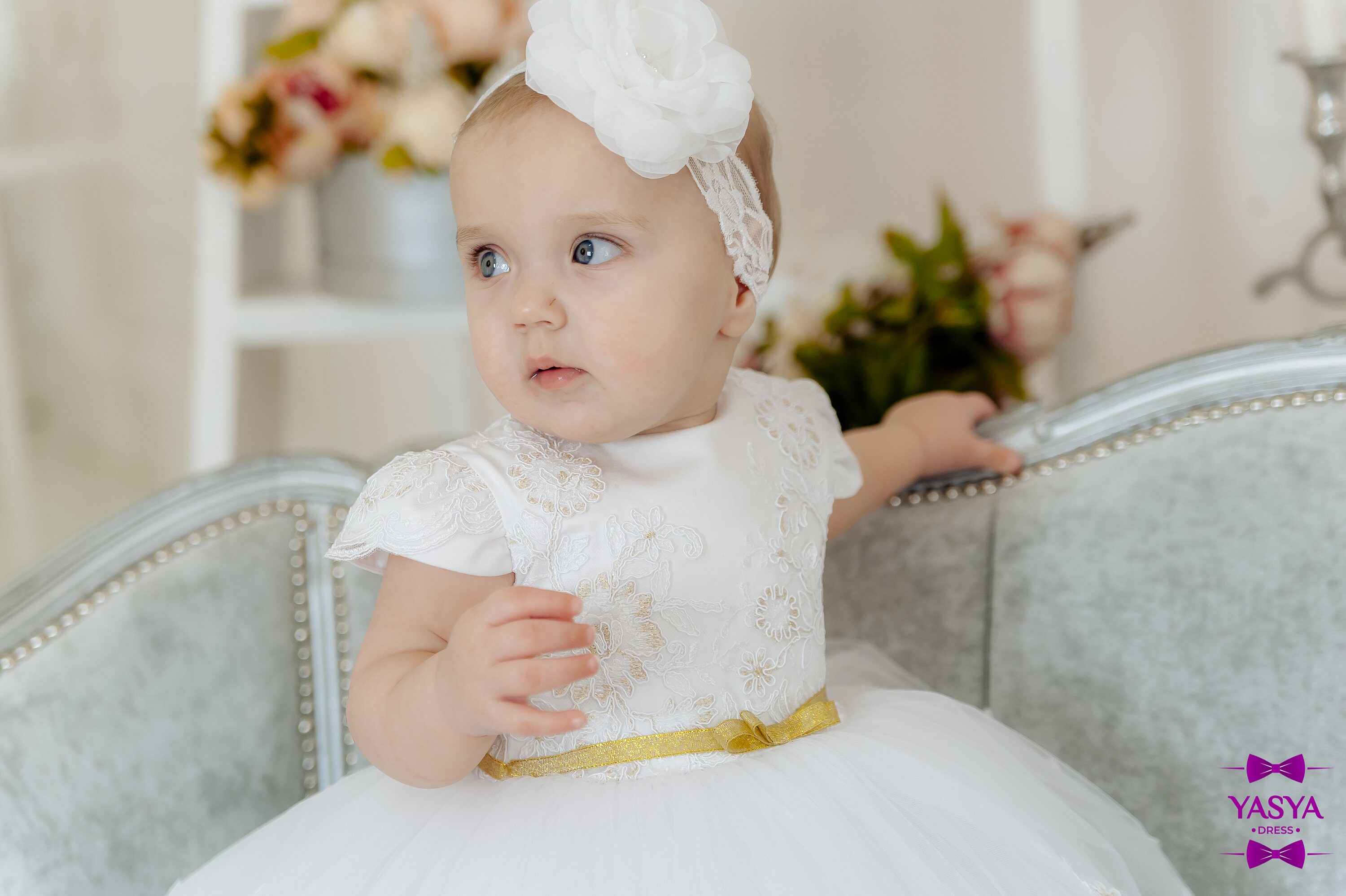 White christening gown girl baby blessing set christening Etsy