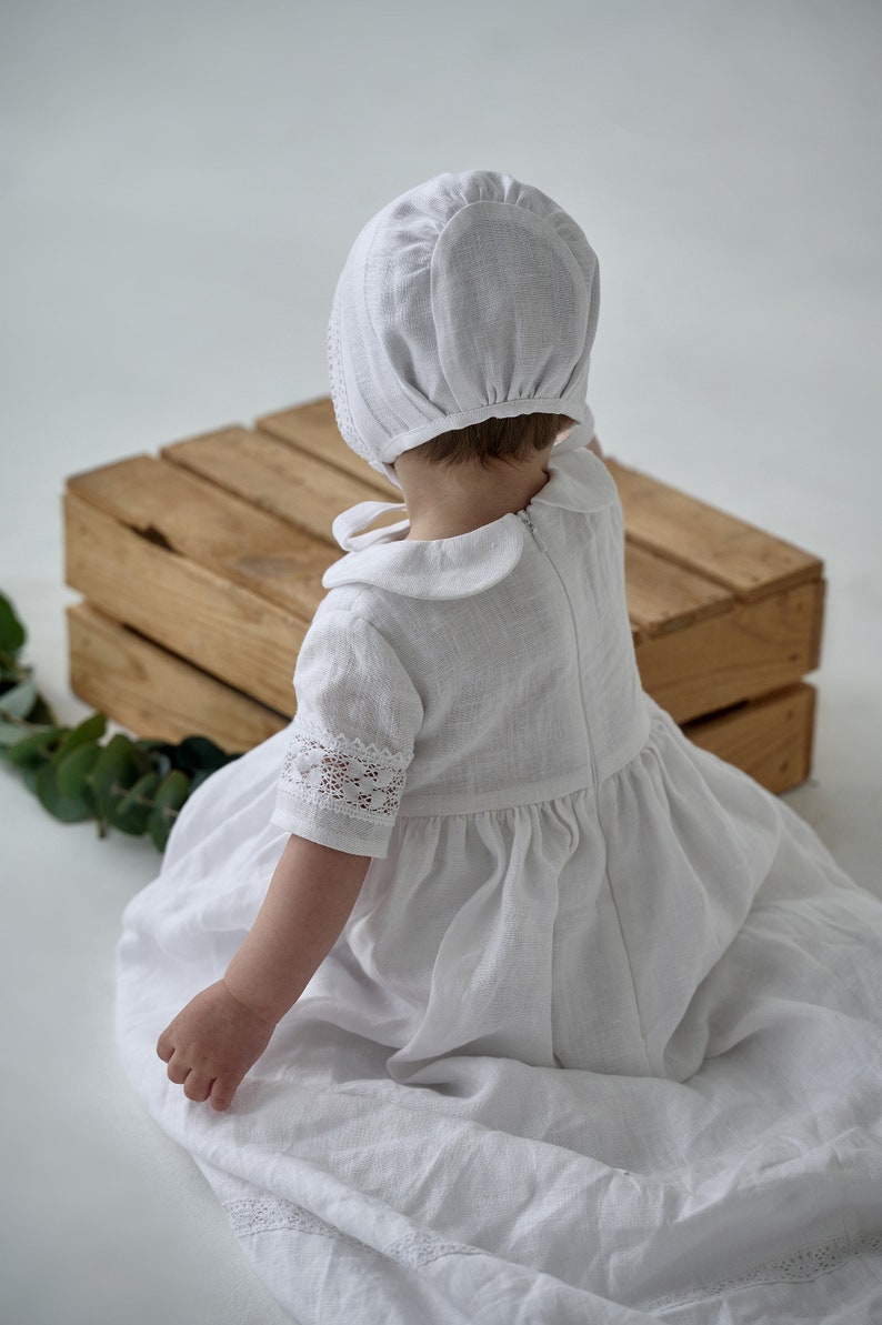 Baby boy baptism gown, newborn christening outfit , toddler baptism outfit, linen baptism suit with optional monogram, boy blessing outfit image 3