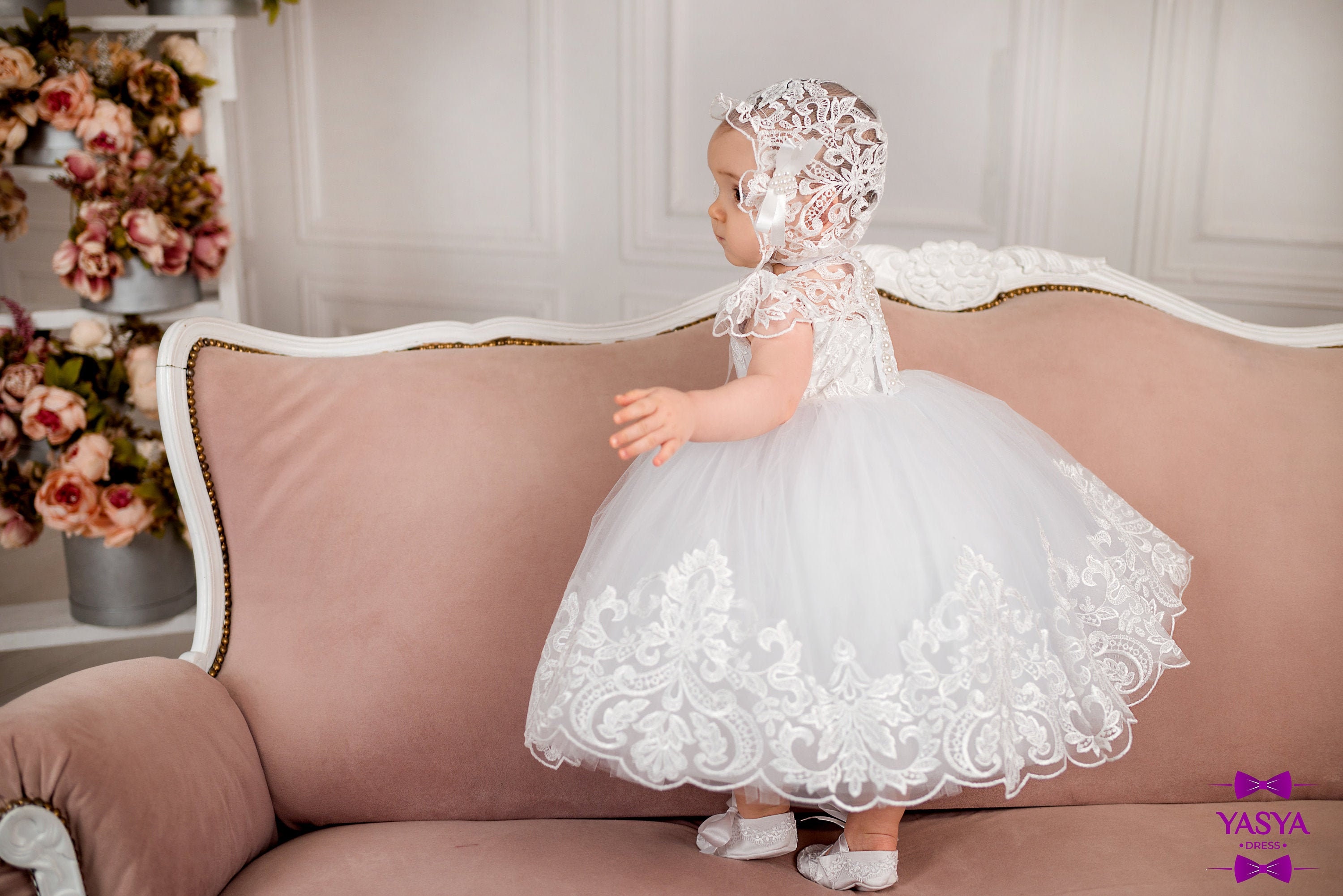 Penelope Lace Baptism Gown – Christeninggowns.com