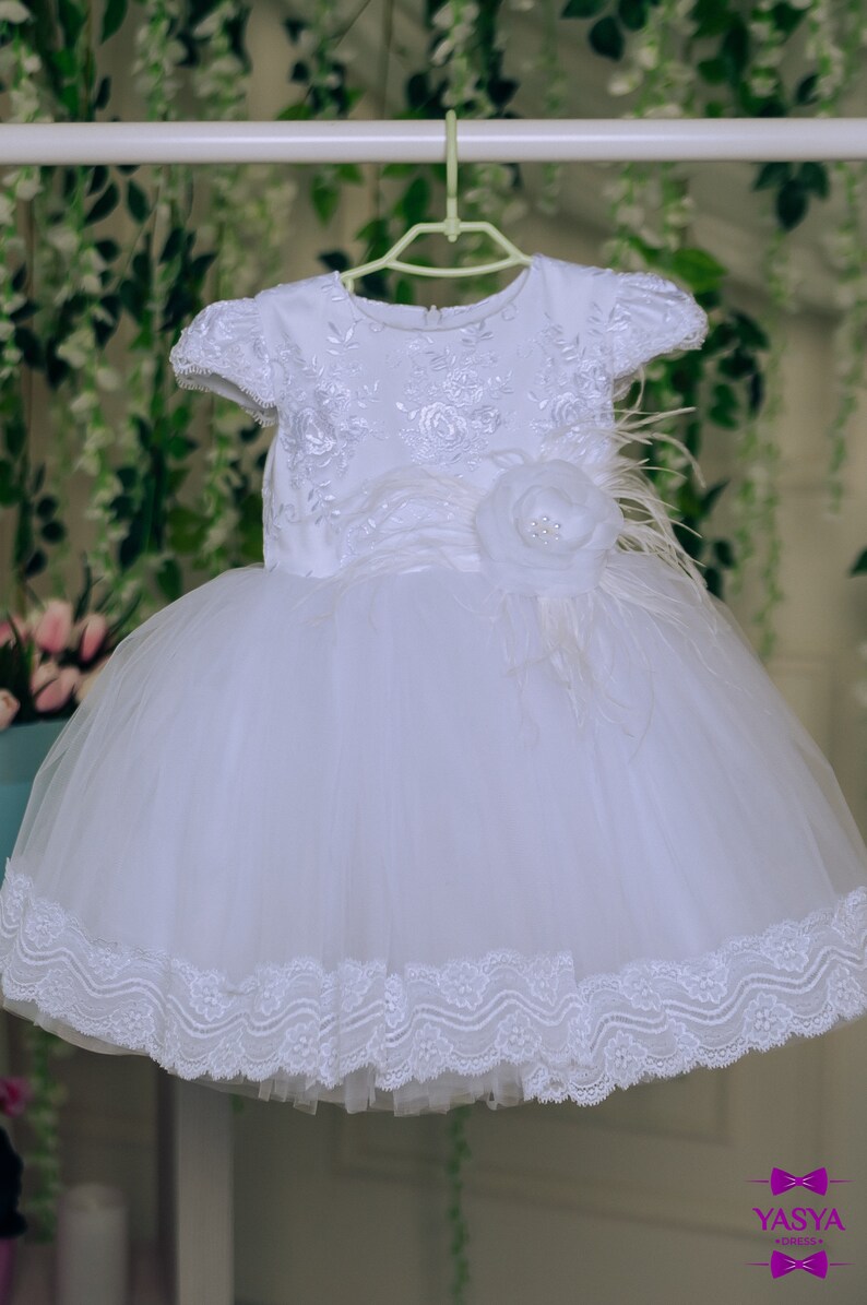 White christening dress, baptism dress for baby girl, christening dresses for girls, newborn girl dress, lace baptism dress image 3
