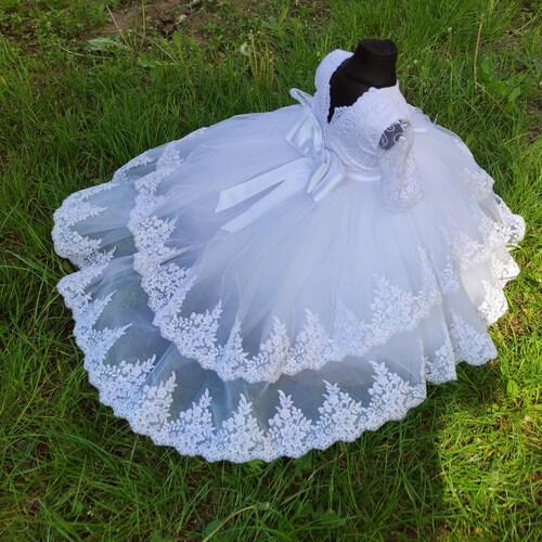 White Christening Gown Girl Baby Girl Baptism Dress Baby Etsy