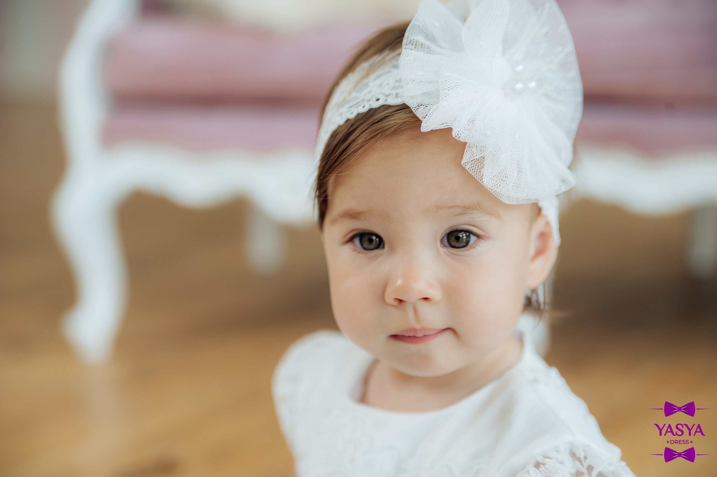Christening headband baby girl headband ivory Etsy
