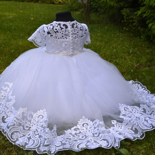 Newborn Girl Baptism Dress White Christening Gowns Baptism Etsy