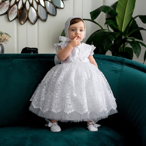 White baptism dress, baby girl christening dress, baby baptismal dress, 2t baptism dress, baptism gift girl from godparents, 3t dress