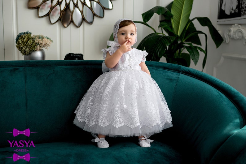White Baptism Dress Baby Girl Christening Dress Baby Etsy