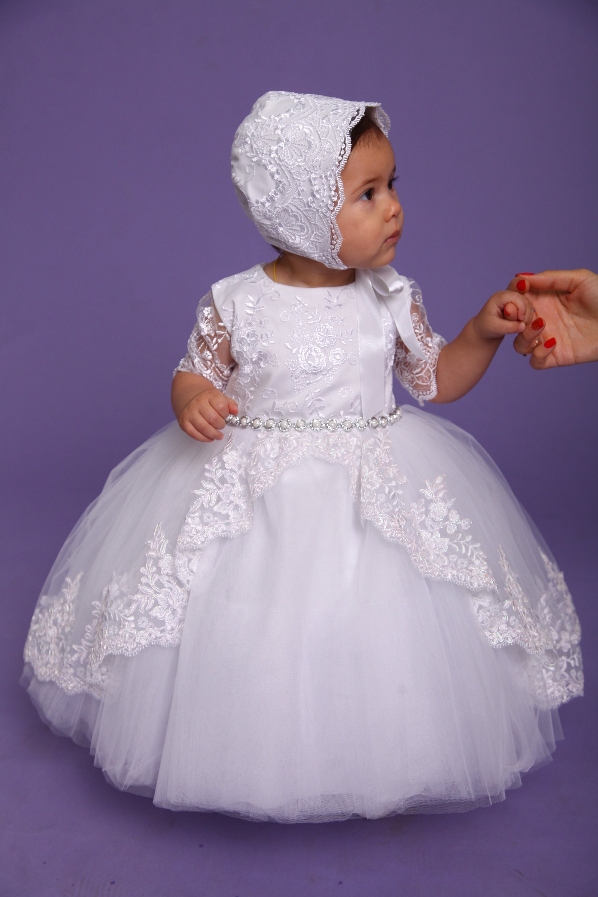 White Christening Gown Baby Girl Baptism Dress Baby Blessing Etsy