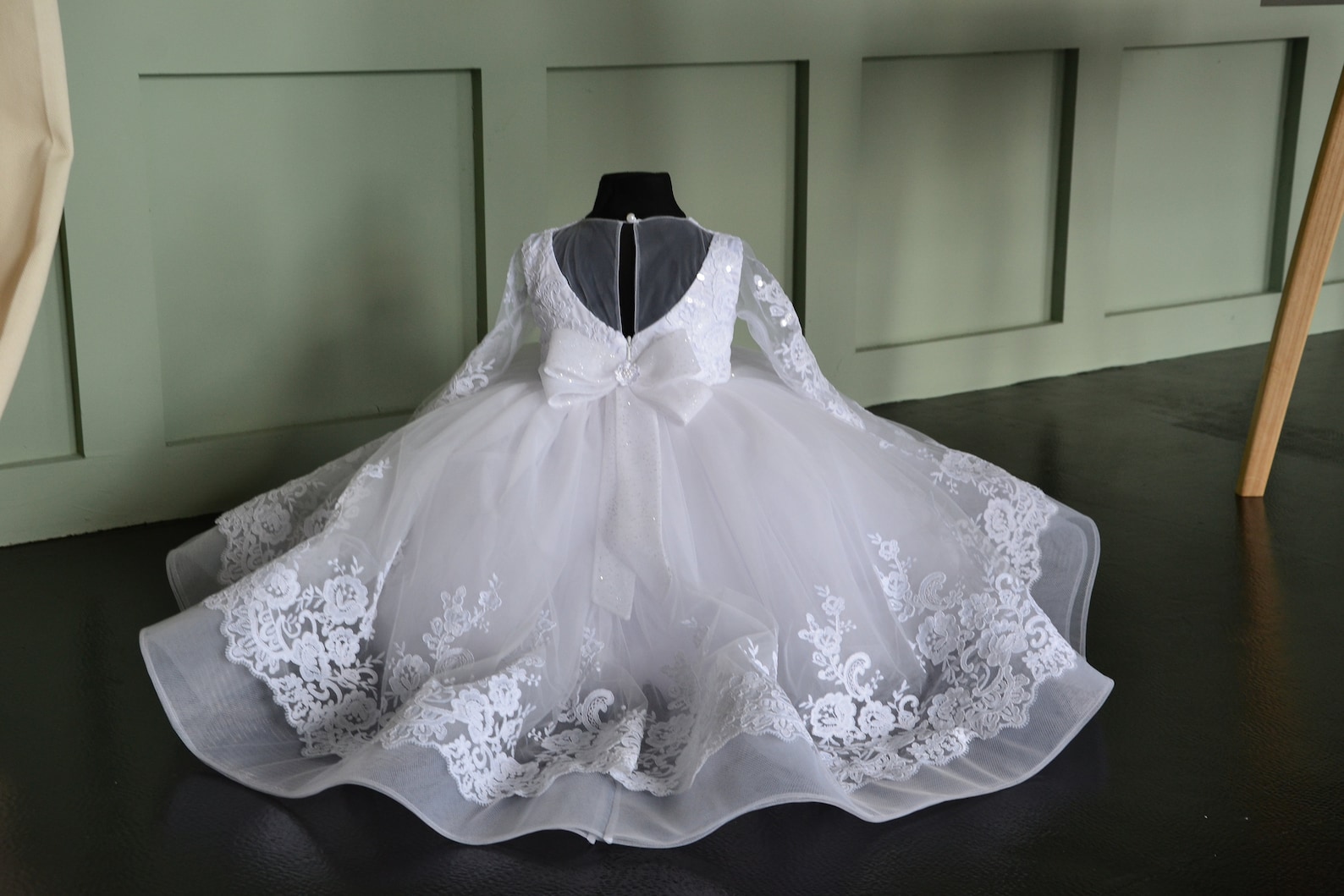 Сhristening Dress for Toddler, White Baptism Dress for Baby Girl