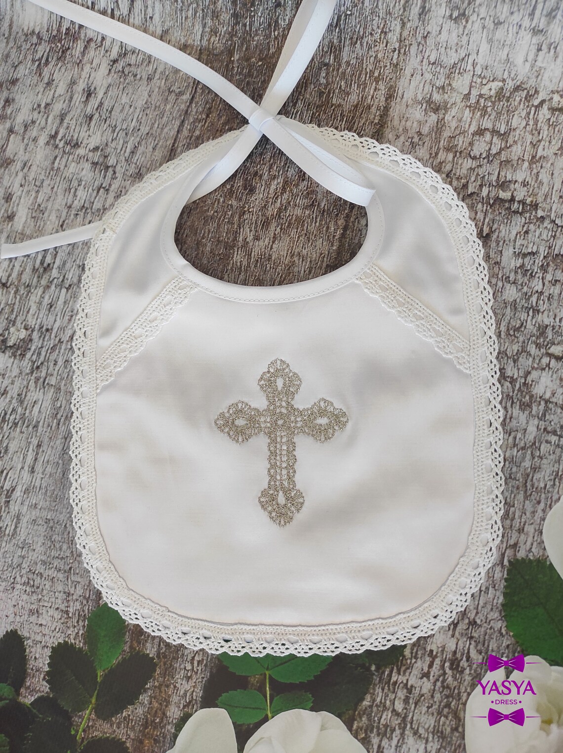 Baby Baptism Bib Baby Girls Christening Bib Baptism Gift Etsy