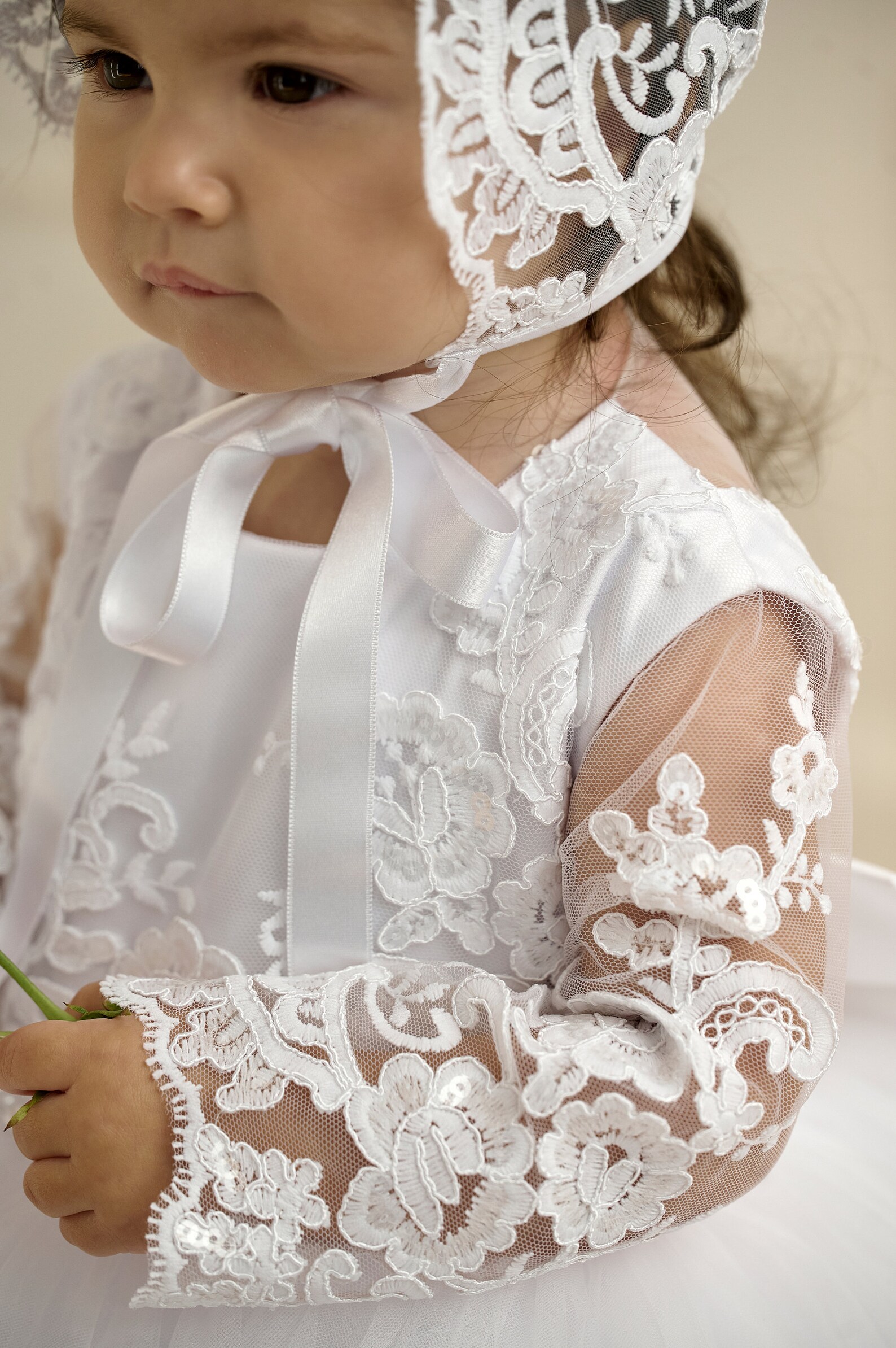 Сhristening Dress for Toddler, White Baptism Dress for Baby Girl