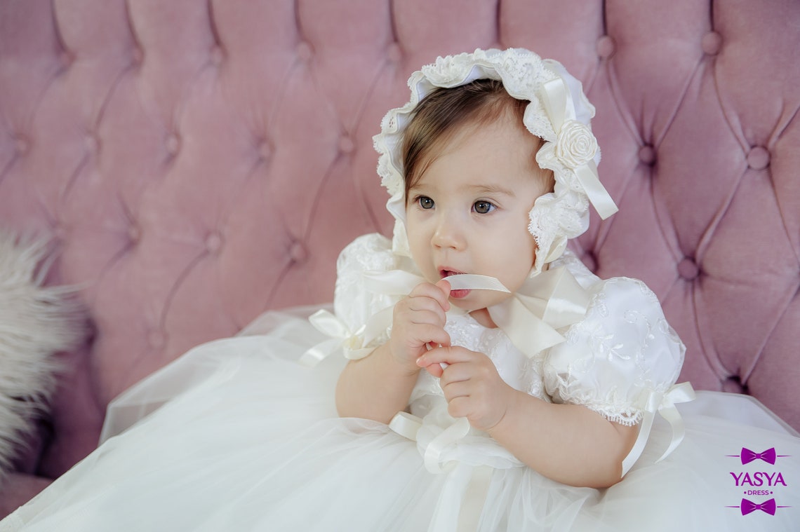 Ivory Baptism Dress Baby Blessing Dress Christening Gown Etsy